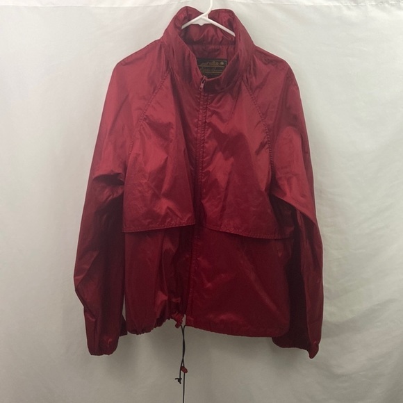 Vtg Eddie Bauer Red Rain Windbreaker Sz L Jacket - Picture 1 of 9